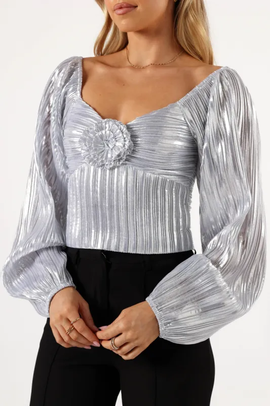 Nyra Rose Detail Top - Silver sold by Petal & Pup