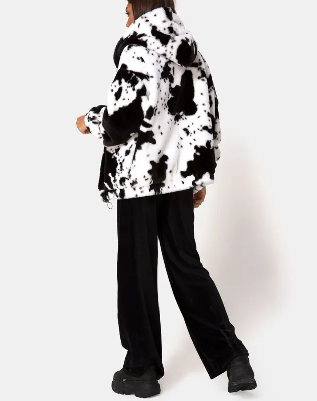 Emerson Jacket in Cow Hide Black & White sold by Motel Rocks