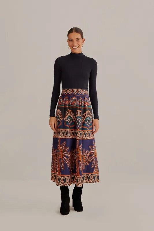 Orange Ainika Tapestry Midi Skirt sold by FARM Rio