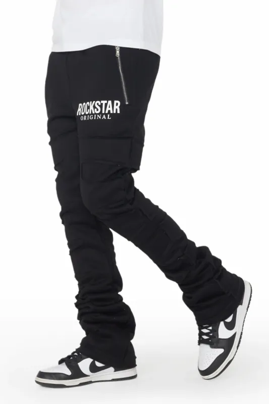 Emilio Black Stacked Flare Track Pant sold by Rockstar Original