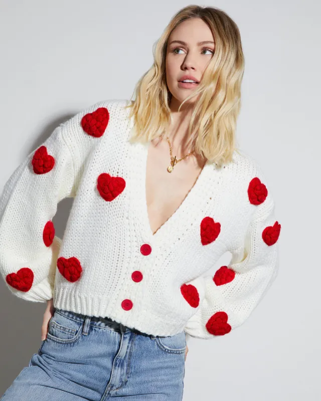 Listen To Your Heart Knit Button Front Cardigan sold by Vici