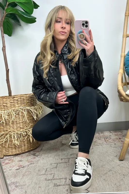 Winter's Edge Faux Leather Puffer Jacket - FINAL SALE sold by Madison + Mallory