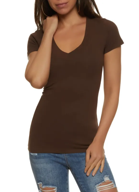 Basic V Neck Short Sleeve Tee sold by Rainbow