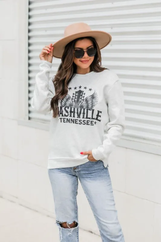 Nashville Wings Ash Graphic Sweatshirt FINAL SALE sold by Pink Lily