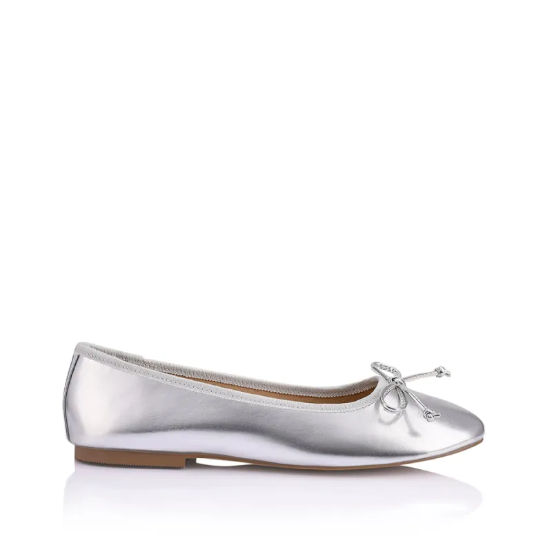 Ballerina Ballet Flats - Silver Smooth sold by Verali