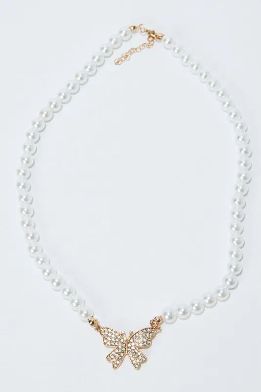 Gold Butterfly Pendent Choker Necklace sold by Ally Fashion