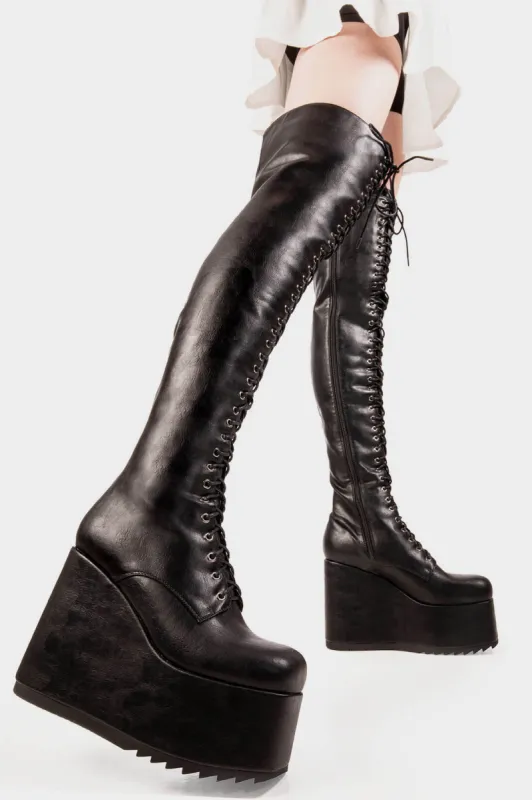 Don't Fold Chunky Platform Thigh High Boots sold by Lamoda