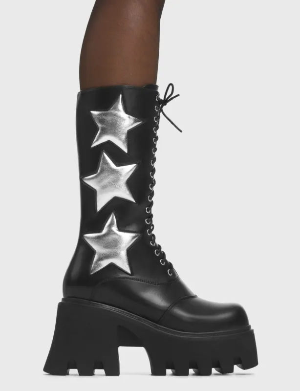 Big League Chunky Platform Calf Boots sold by Lamoda