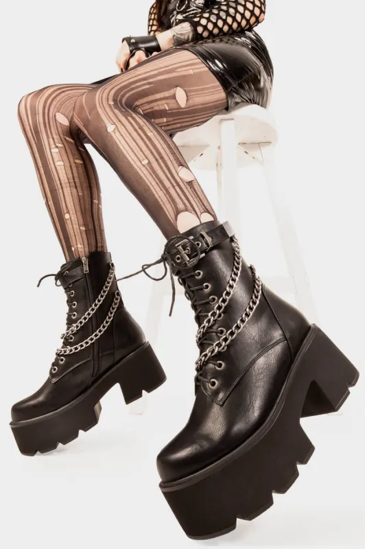 Lamoda Flip The Switch Black PU Chunky Platform Boots Gothic Alternative sold by Lamoda