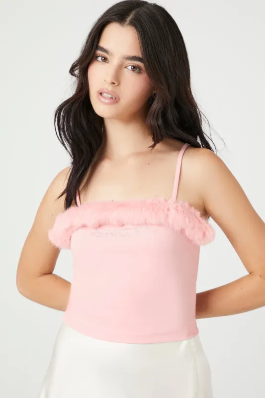 Camisole à imprimé Angel avec liséré de similifourrure sold by Urban Planet