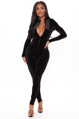 Chocolate Dream Velvet Jumpsuit - Black sold by Fashion Nova