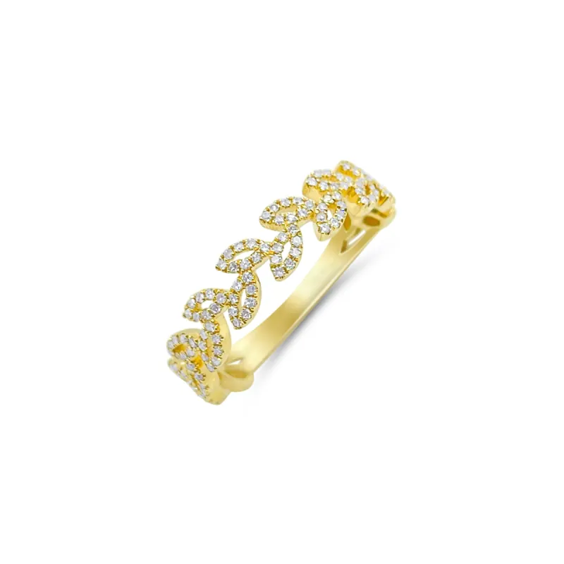Yellow Gold Diamond Leaf Band sold by Meira T