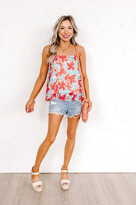 Driving Down Sunset Floral Shift Tank sold by Impressions