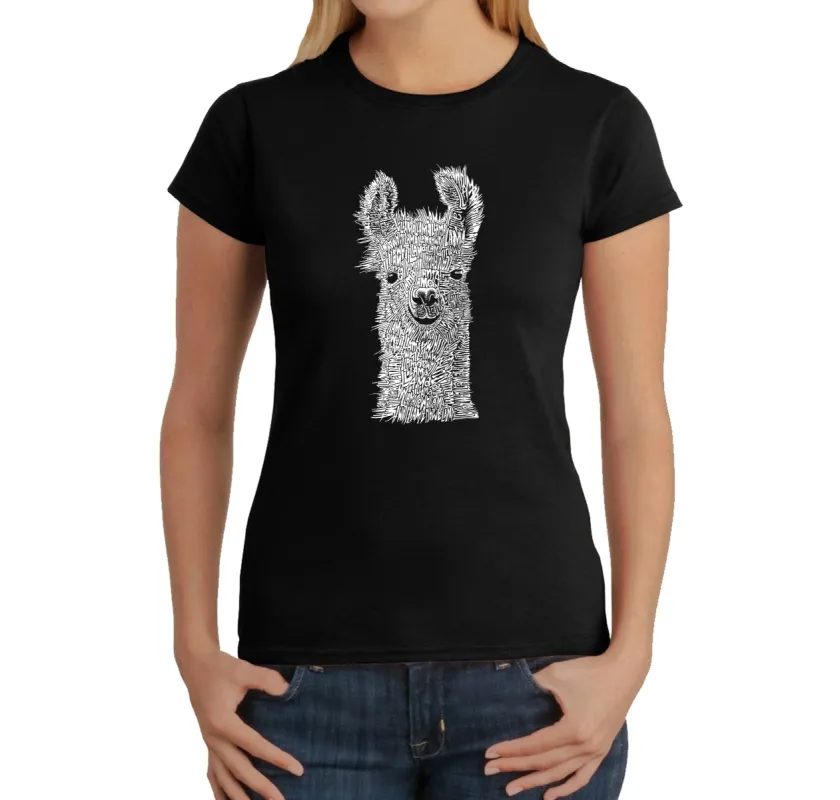 Llama - Women's Word Art T-Shirt sold by LA Pop Art