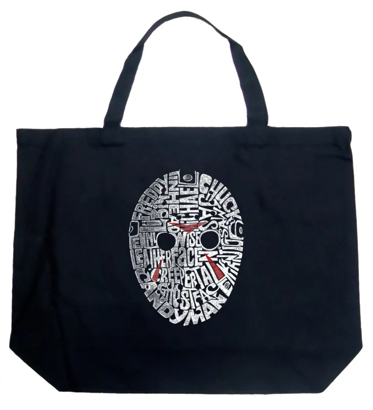 Slasher Movie Villians - Large Word Art Tote Bag sold by LA Pop Art
