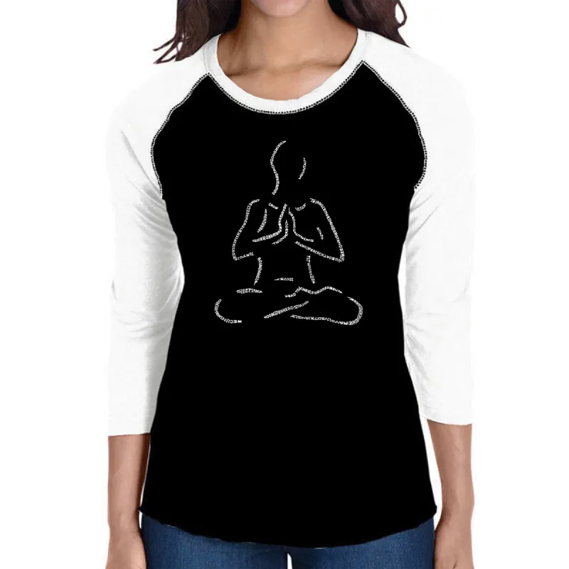POPULAR YOGA POSES - Women's Raglan Baseball Word Art T-Shirt sold by LA Pop Art