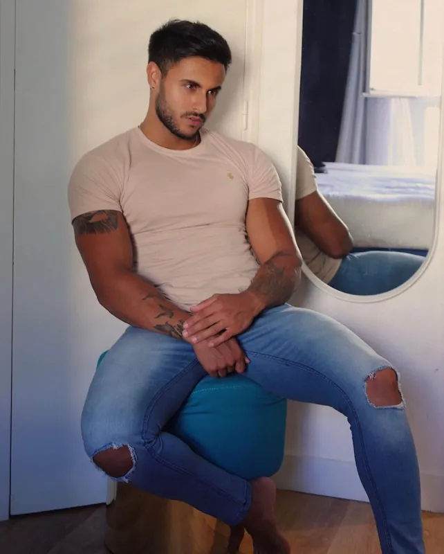 Father Sons Slim Stretch Ultra Tapered Ankle Ripped  Light Blue Jeans - FSM012 (LAST CHANCE) sold by Father Sons