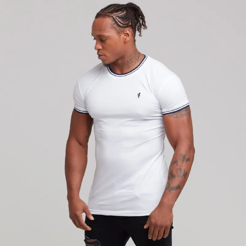Father Sons White with Navy Contrast Crew - FSH264 sold by Father Sons