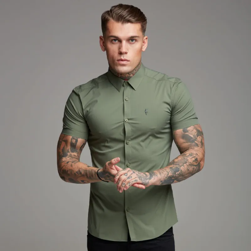 Father Sons Super Slim Stretch Classic Khaki Short Sleeve - FS238 sold by Father Sons