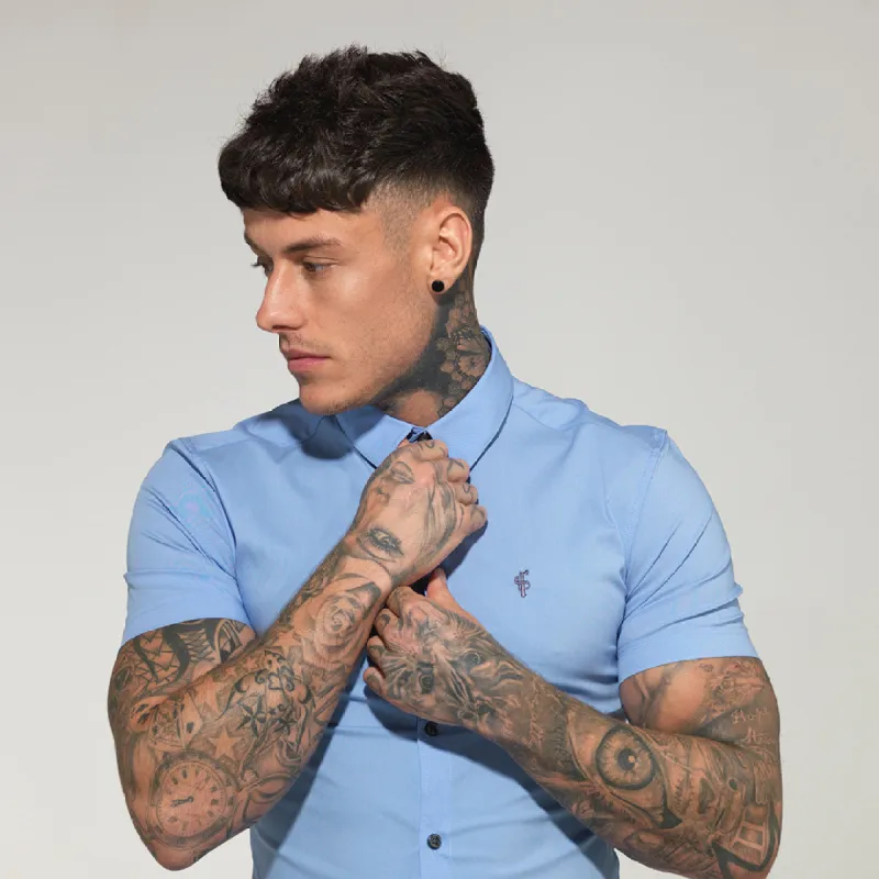 Father Sons Super Slim Stretch Classic Light Blue Short Sleeve - FS179 sold by Father Sons