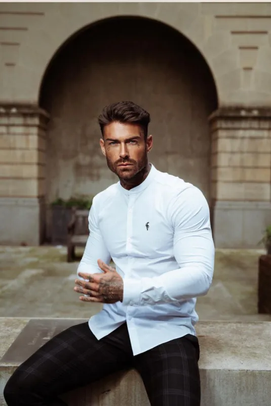 Father Sons Super Slim Stretch Classic White Grandad Collar - FS170 sold by Father Sons