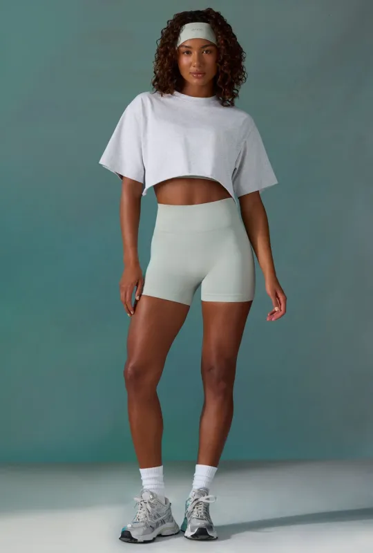 Level Up - Cotton Cropped Oversized T-Shirt in Ice Grey sold by Bo + Tee