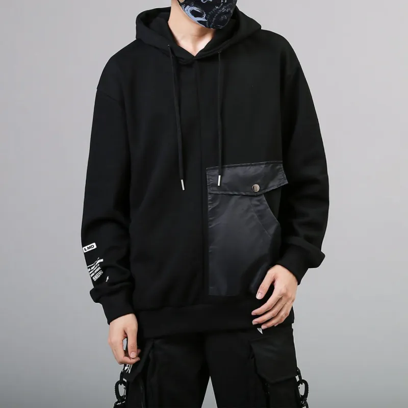 Dark Patchwork Pockets Hoodies sold by Yugen Theory