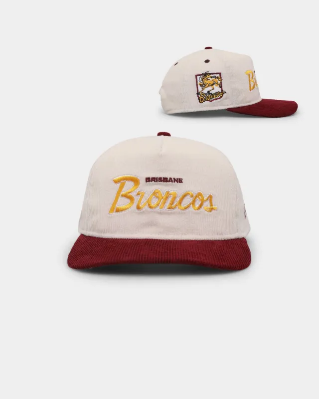 New Era Brisbane Broncos 'NRL Retro Script Corduroy' Golfer Snapback Chrome White sold by Culture Kings