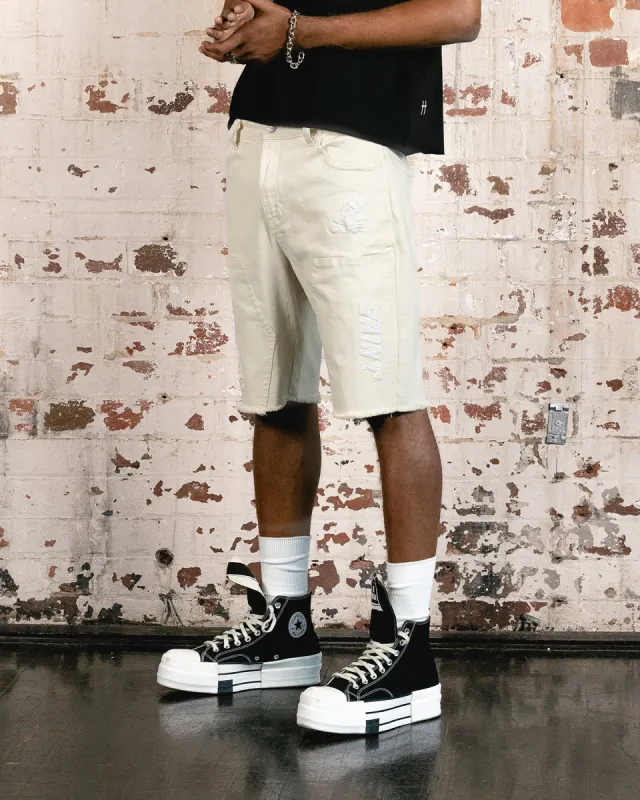 Saint Morta Skull And Bones Denim Shorts Off White sold by Culture Kings