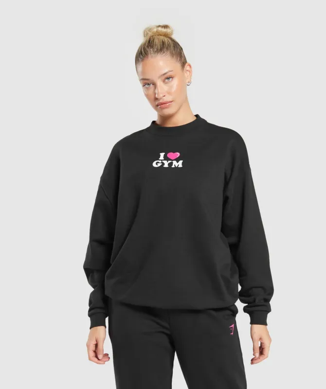 Gymshark I Heart Gym Oversized Sweatshirt - Black sold by Gymshark