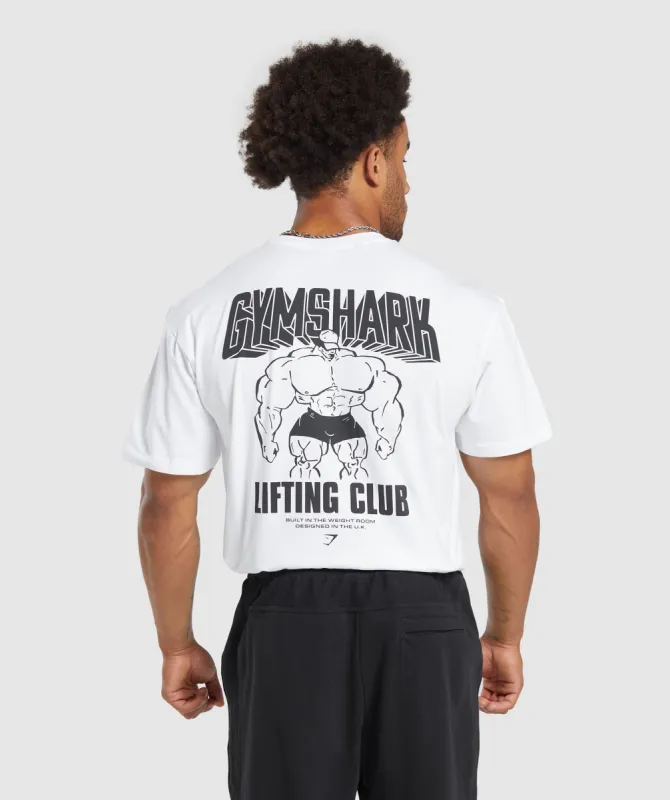 Gymshark Cartoon Lifting T-Shirt - White sold by Gymshark