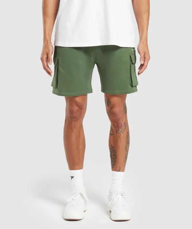 Gymshark Crest Cargo 7" Shorts - Core Olive sold by Gymshark