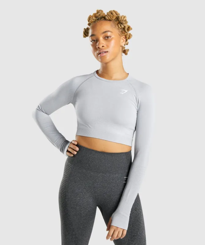 DNU - Gymshark Vital Seamless 2.0 Long Sleeve Crop Top - Light Grey Marl sold by Gymshark