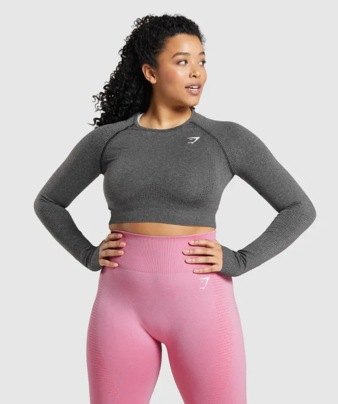 Gymshark Vital Seamless 2.0 Long Sleeve Crop Top - Charcoal Marl sold by Gymshark