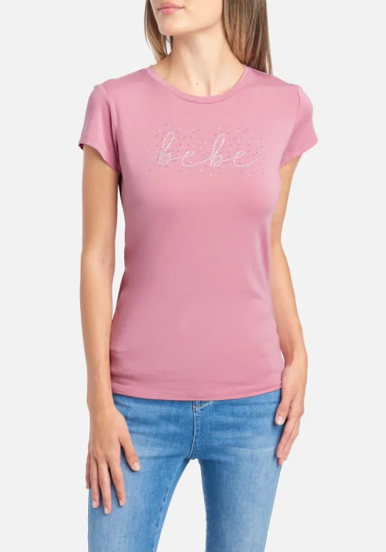 Bebe Logo Rhinestone Stud Cursive Tee sold by Bebe