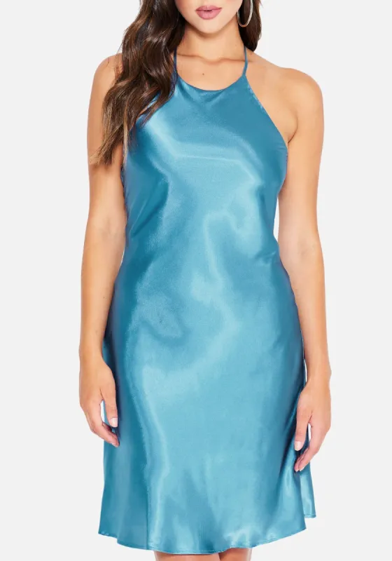 Charm Halter Neck Mini Dress sold by Bebe