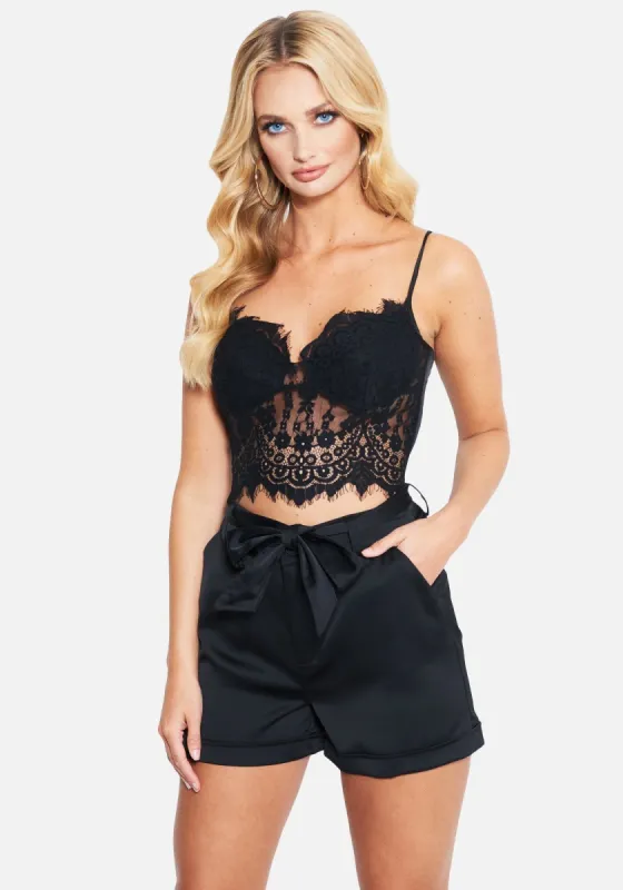 Satin Lace Back Bustier sold by Bebe