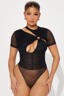 Gabriela Mesh Bodysuit - Black sold by Fashion Nova