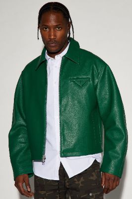 Houston Faux Leather Cropped Jacket - Green | Parallel