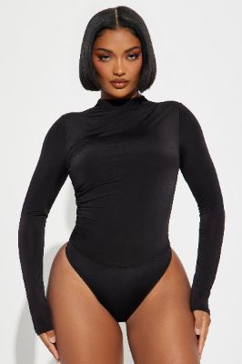 Not Available Ruched Bodysuit - Black sold by Fashion Nova