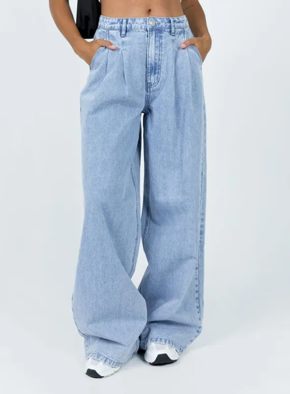 Bakali Wide Leg Jeans Light Wash sold by Princess Polly