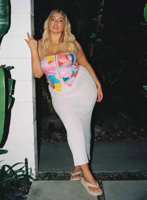 Belle Knit Maxi Skirt White Curve sold by Princess Polly