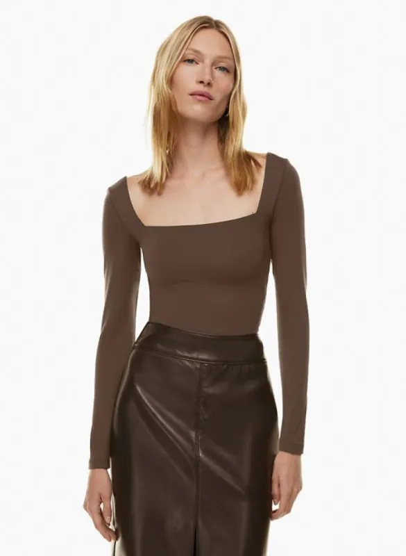 Babaton Women's Contour Squareneck Longsleeve Top in Coffee Bean size Large sold by Aritzia