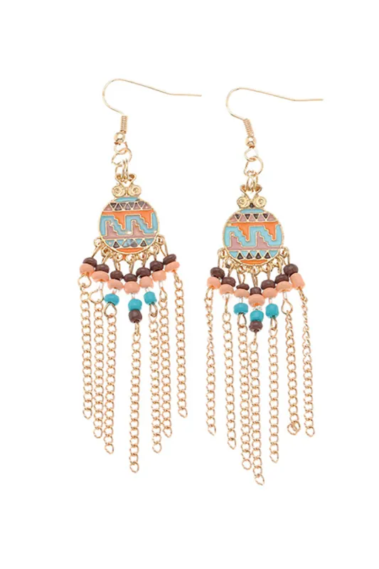 Pink Boho Style Drop Earrings sold by Zapaka