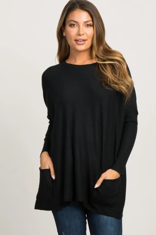 Black Pocketed Dolman Sleeve Top sold by Pinkblush
