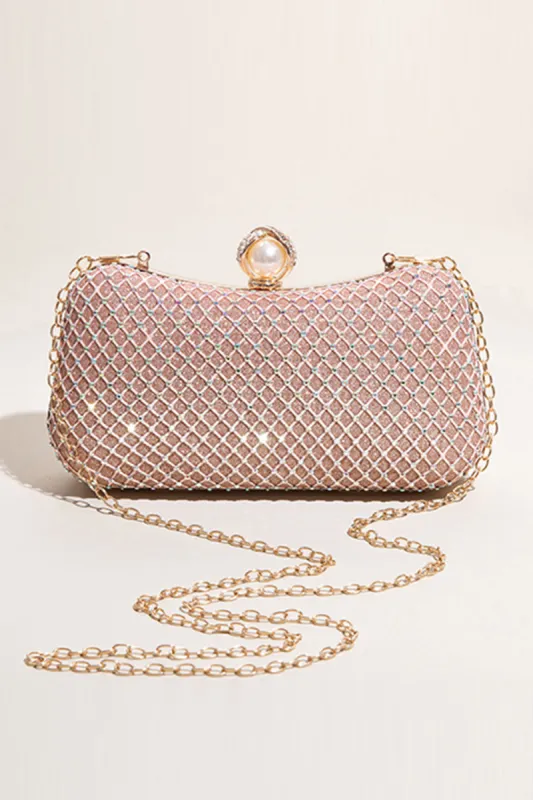 Glitter Blush Beaded Party Clutch sold by Zapaka