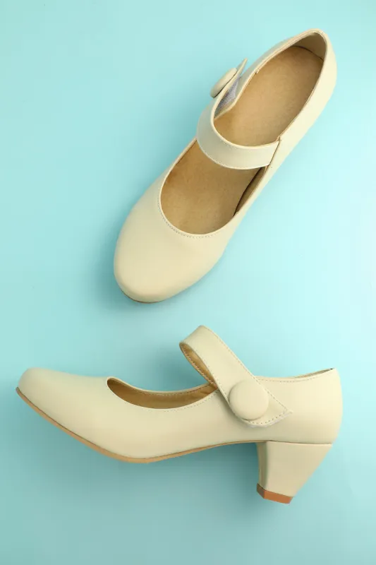 Creamy Ankle Straps Heels sold by Zapaka