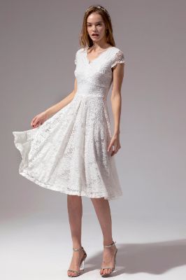 V Neck Midi Lace Dress sold by Zapaka