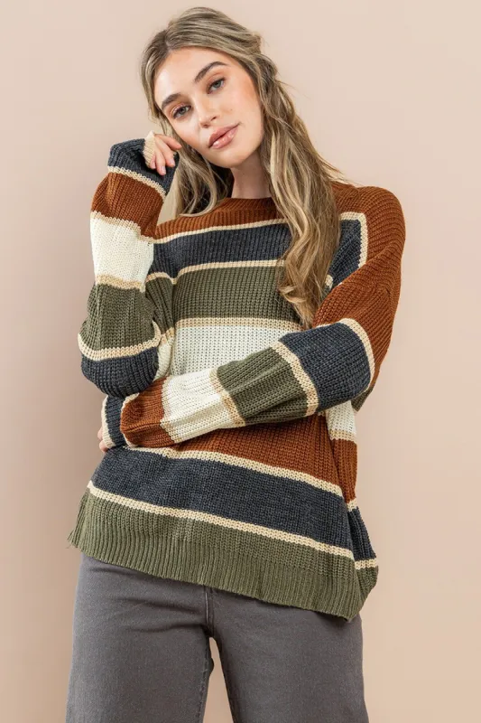 Multi-Color Striped Sweater sold by Pinkblush