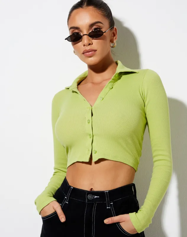 Ryals Crop Top in Leaf Green sold by Motel Rocks